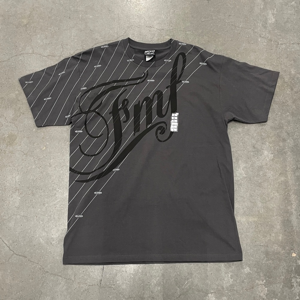 Vintage Y2K FMF Racing Motocross Big Graphic Logo T-Shirt Mens Large Gray Black